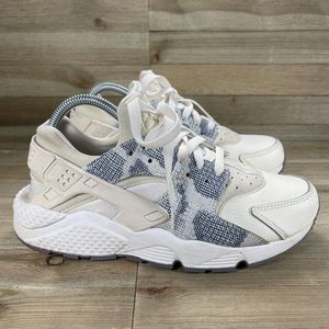 Nike Womens Air Huarache Run 683818-015 White Grey Running Shoes Sneakers Sz 10